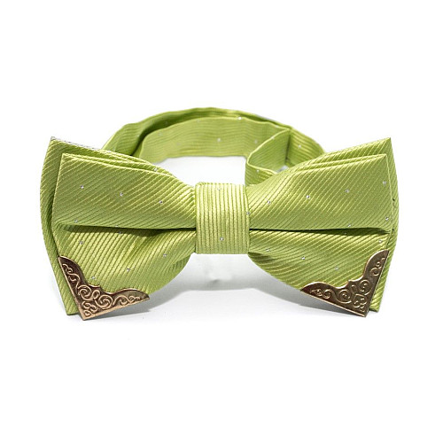 Галстук бабочка яблочно-зеленая с металлическими углами  BB-5107