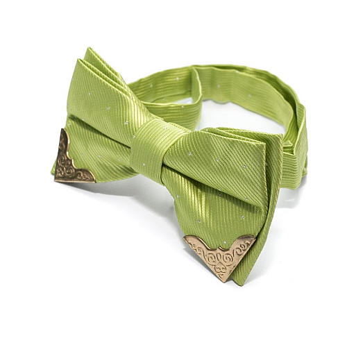 Галстук бабочка яблочно-зеленая с металлическими углами  BB-5107