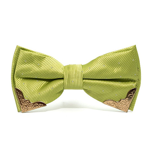 Галстук бабочка яблочно-зеленая с металлическими углами  BB-5107