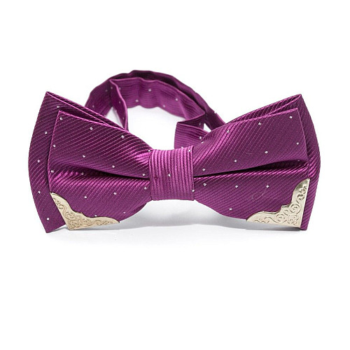 Краватка метелик пурпурний з металевими кутами BB-5108
