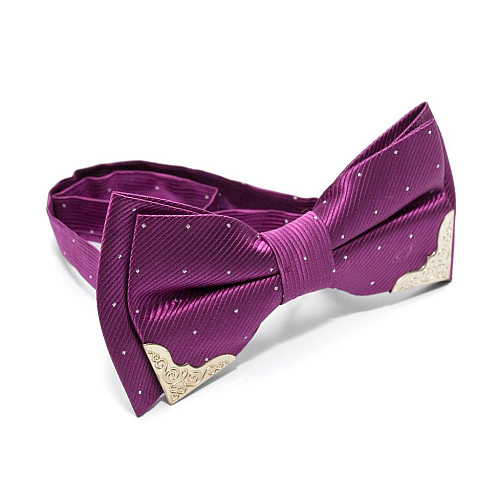 Краватка метелик пурпурний з металевими кутами BB-5108