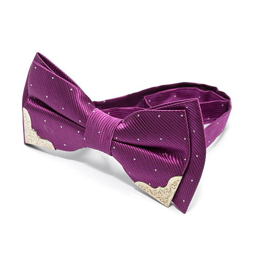 Краватка метелик пурпурний з металевими кутами BB-5108