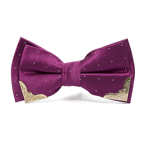 Краватка метелик пурпурний з металевими кутами BB-5108