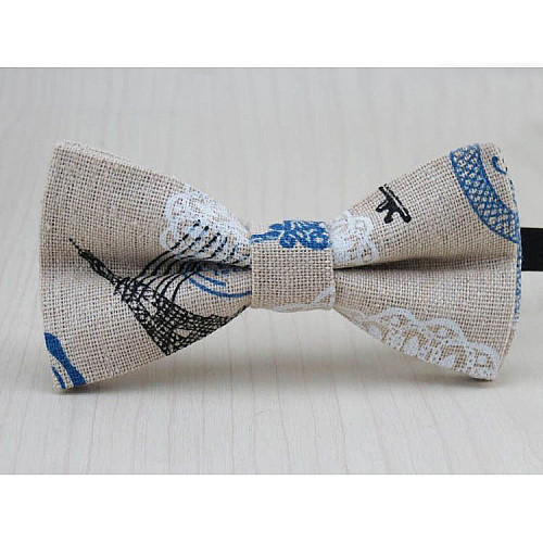 Галстук бабочка детская бежевая с рисунком BBK-2907