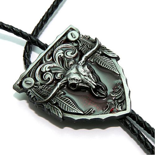 Галстук боло Gofin с буйволом на красном фоне BOLO-52050