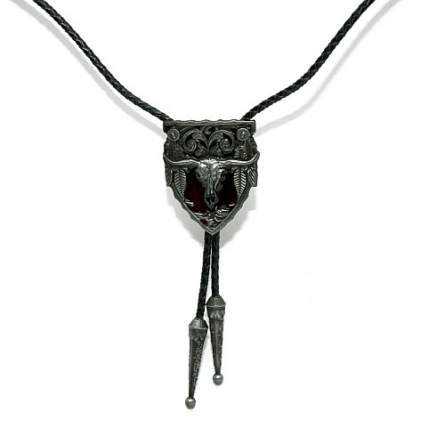 Галстук боло Gofin с буйволом на красном фоне BOLO-52050