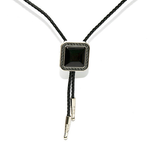 Краватка боло Gofin квадратний з чорним каменем BOLO-52056