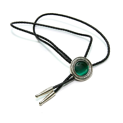 Галстук боло Gofin круглый с зеленым камнем BOLO-52057