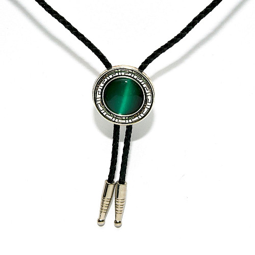 Галстук боло Gofin круглый с зеленым камнем BOLO-52057