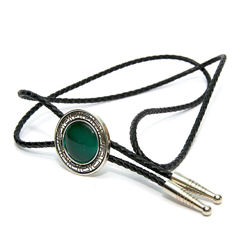 Галстук боло Gofin круглый с зеленым камнем BOLO-52057