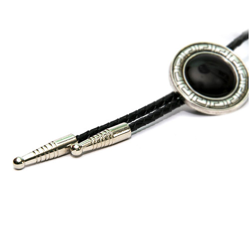 Краватка боло Gofin круглий з чорним каменем BOLO-52058