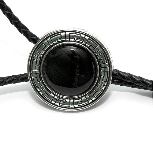 Краватка боло Gofin круглий з чорним каменем BOLO-52058