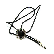 Краватка боло Gofin круглий з чорним каменем BOLO-52058