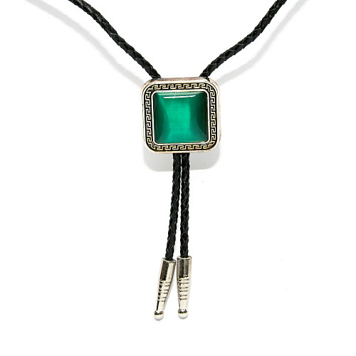 Галстук боло Gofin квадратный с зеленым камнем BOLO-52059