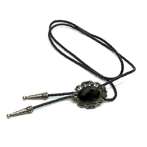 Краватка боло Gofin з чорним каменем BOLO-52074