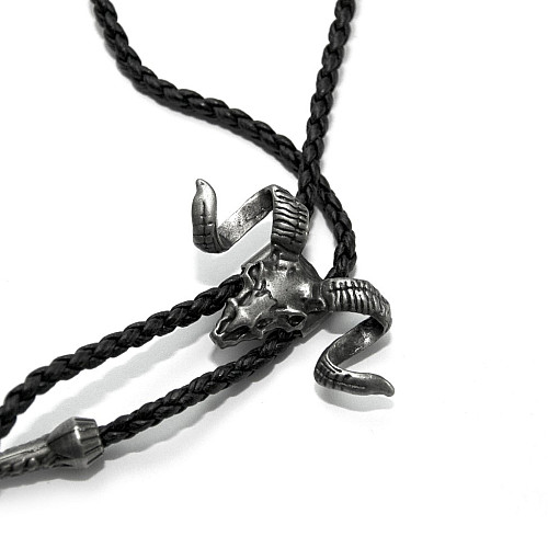 Краватка боло Gofin череп буйвола сріблястий BOLO-52085