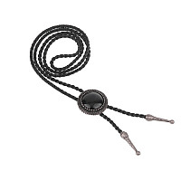 Кругла краватка боло Gofin з чорним каменем BOLO-52100