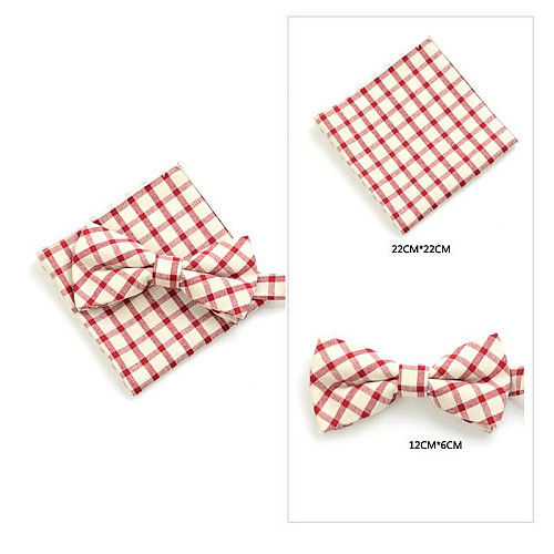 Набір бежевий, метелик і хустинка в червону клітку BPL-0822