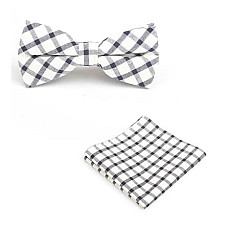 Білий набір, метелик і хустинка в синю клітку BPL-0823