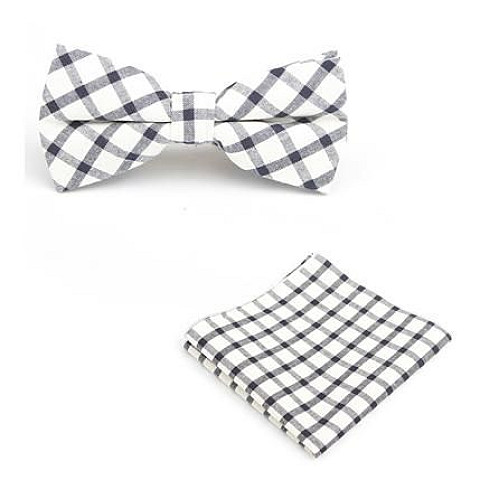 Білий набір, метелик і хустинка в синю клітку BPL-0823