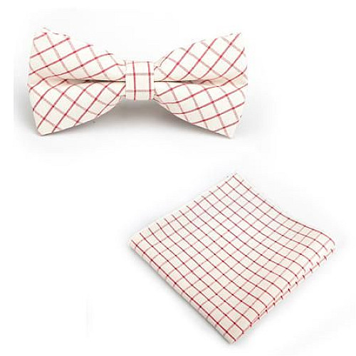 Бежевий набір, метелик і хустинка в червону клітку BPL-0824