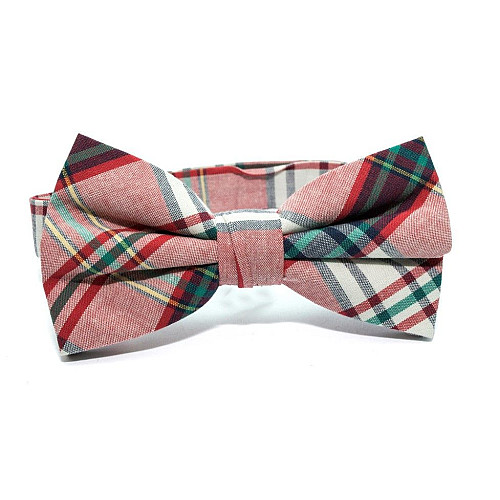 Блідо-Червоний набір метелик і хустинка в клітку BPL-0842