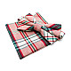Блідо-Червоний набір метелик і хустинка в клітку BPL-0842