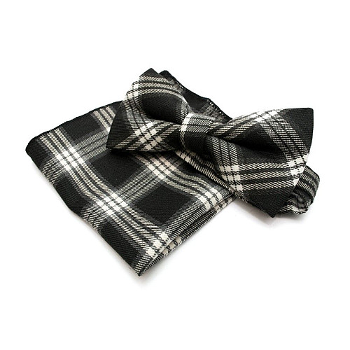 Набір чорний метелик і хустинка в білу клітку BPL-0843