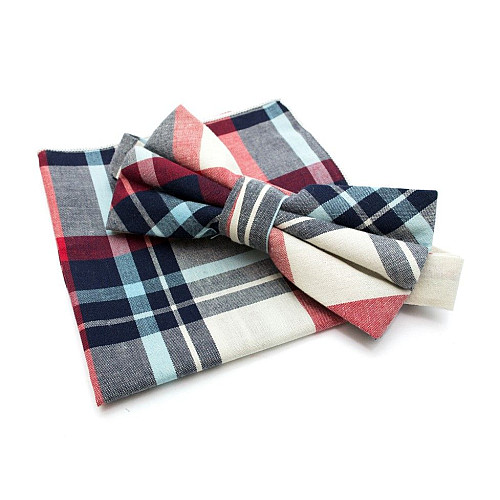 Набор бабочка і платок в клетку BPL-0854