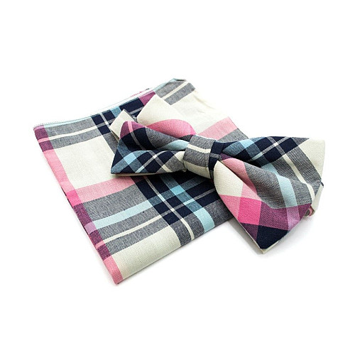 Набор в клетку платок и бабочка BPL-0855