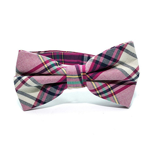 Набор розовый в клетку платок и бабочка BPL-0857