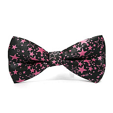 Галстук бабочка черная с розовыми звездочками BTM-1314