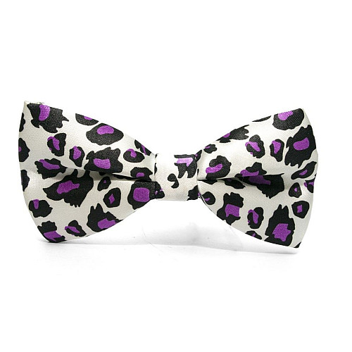 Галстук бабочка белая в леопардовую расцветку BTM-1316