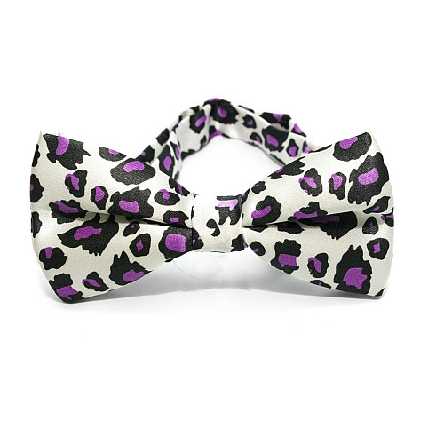 Галстук бабочка белая в леопардовую расцветку BTM-1316