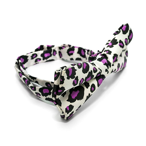 Галстук бабочка белая в леопардовую расцветку BTM-1316