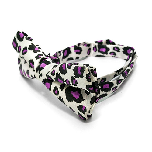 Галстук бабочка белая в леопардовую расцветку BTM-1316