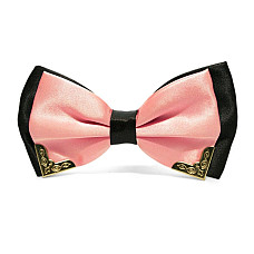 Галстук бабочка двухслойная розовая с металлическими углами Bj-7705