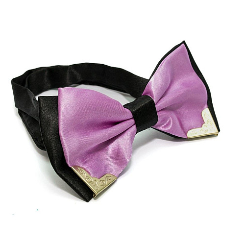 Краватка метелик двошаровий фіолетовий з металевими кутами Bj-7713