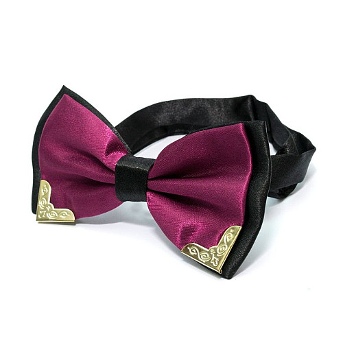 Краватка метелик двошаровий баклажановий з металевими кутами Bj-7718