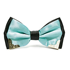 Галстук бабочка голубая двухслойная с металлическими углами Bj-7719