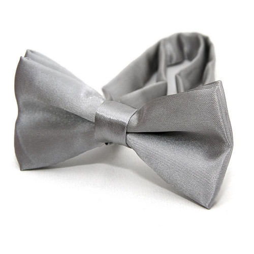 Детская светло-серая галстук бабочка Gofin глянцевая DDB-29009