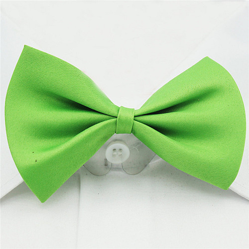 Галстук бабочка детская однослойная светло зеленая DOS-0229
