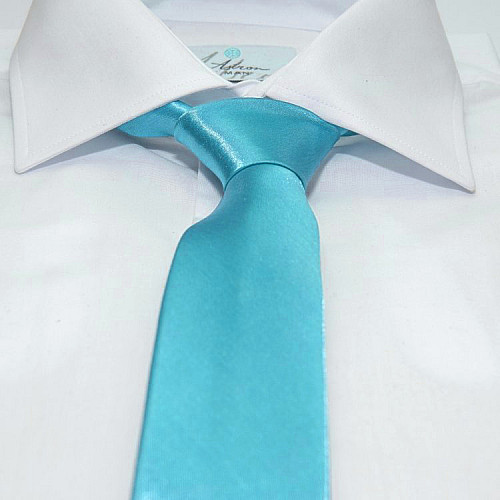 Галстук Gofin узкий ярко-бирюзовый однотонный FGN-36