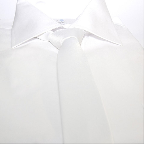 Біла сатинова краватка Gofin вузька однотонна FGS-21000