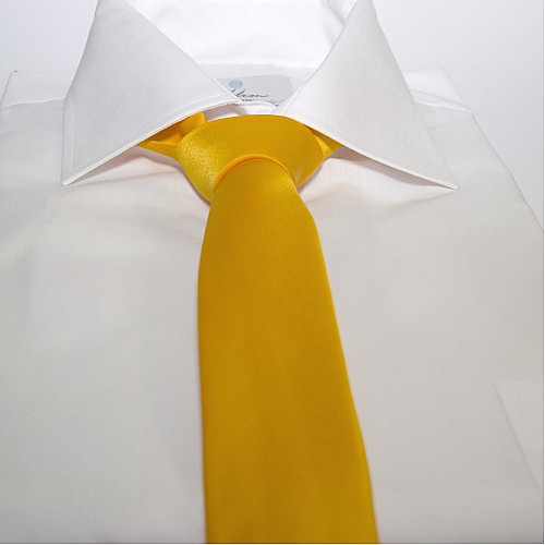 Золотиста сатинова краватка Gofin вузька однотонна FGS-21003