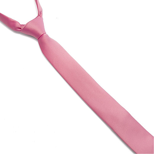 Рожева сатинова краватка Gofin вузька однотонна FGS-21004