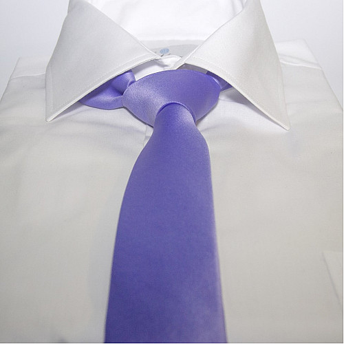Сиреневый сатиновый галстук Gofin узкий однотонный FGS-21007