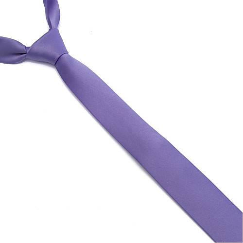 Сиреневый сатиновый галстук Gofin узкий однотонный FGS-21007