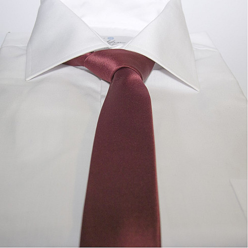 Бордовый сатиновый галстук Gofin узкий однотонный FGS-21008