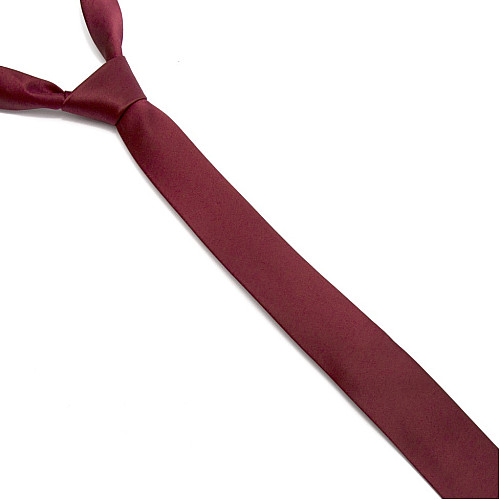 Бордовый сатиновый галстук Gofin узкий однотонный FGS-21008